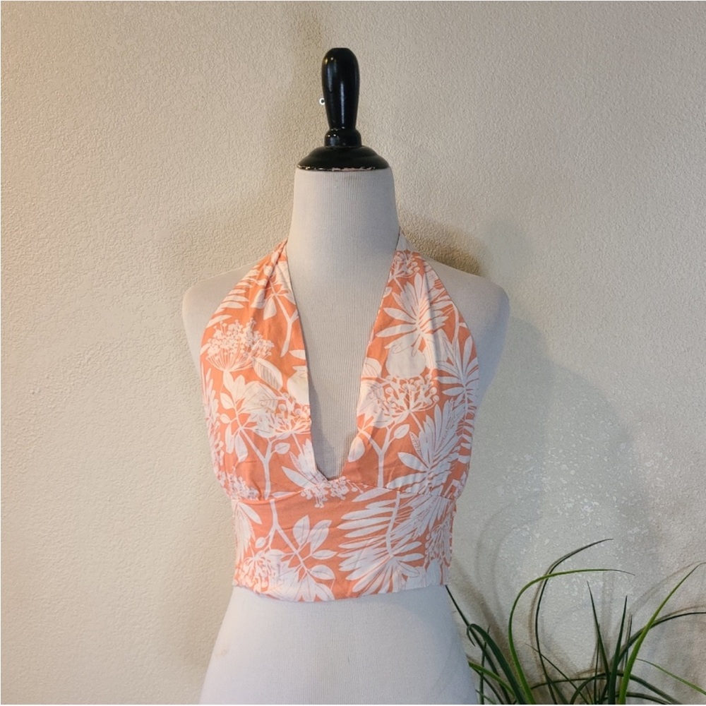 Kendall & Kylie Orange Floral Crop Top